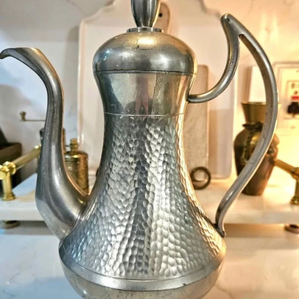 Vintage Hand Hammered Pewter Tea or Coffee Pot